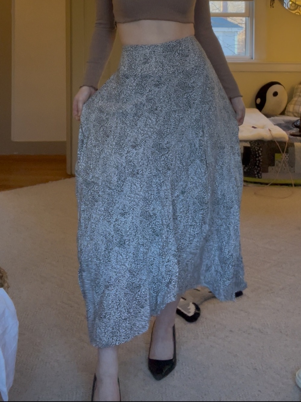 Japna A-Line Maxi Skirt Brown and Beige Leopard Print Whimsy Fairy Flowy Light